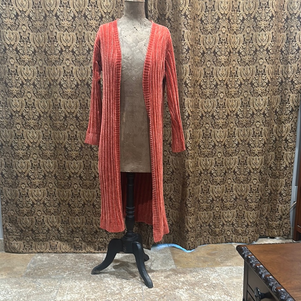 Vibrant Orange Long Cardigan Sweater